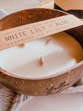 Load image into Gallery viewer, Triple wick coconut wax candle with three wooden wicks